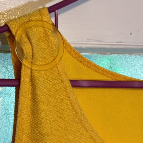 Women’s Yellow Casual Tank Top tunic with Circular decorative detail at strap - Picture 2 of 5